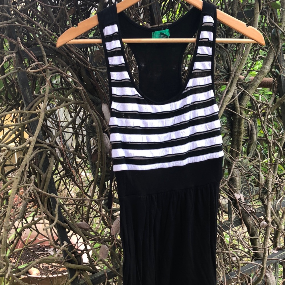 Black and white striped long tank top